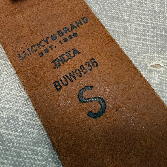 Lucky Brand Brown Leather Beaded Belt Silver-Tone Buckle & Floral Design Size S - Picture 6 of 16